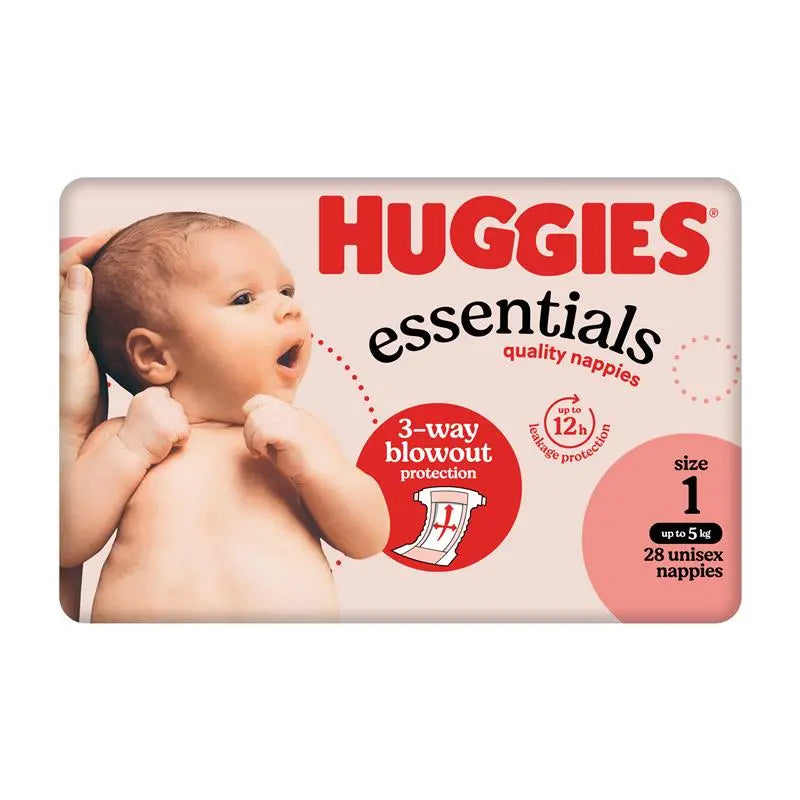 Huggies Essentials Size 1 Newborn up to 5kg 28 Pack