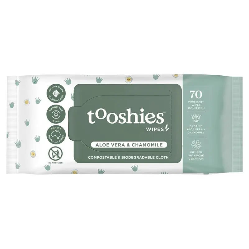 Tooshies Baby Wipes Aloe Vera and Chamomile 70 Pack