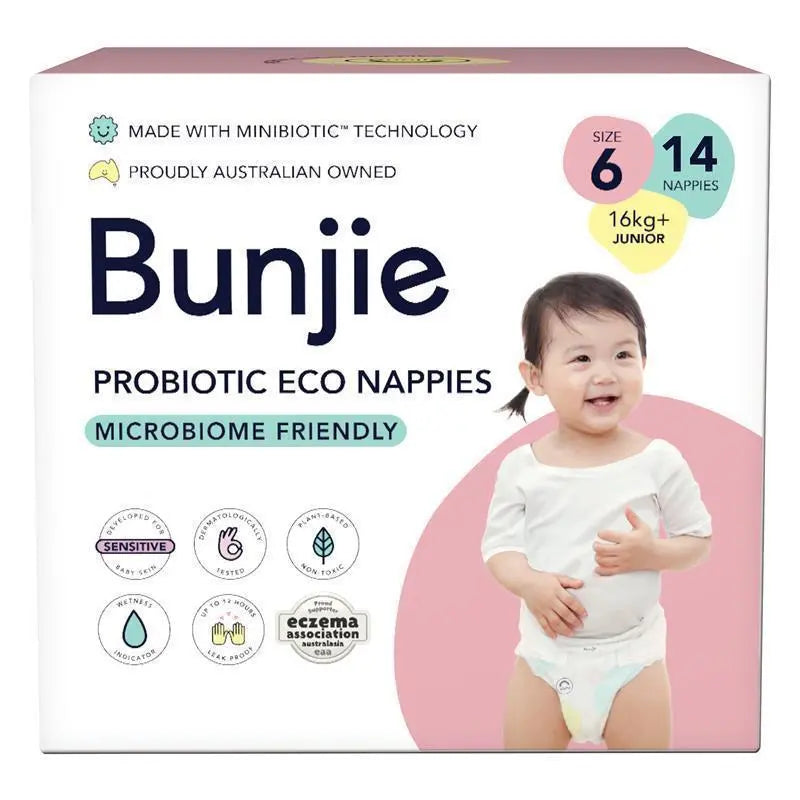 Bunjie Probiotic Eco Nappies Size 6, 16kg+, 14 Pack