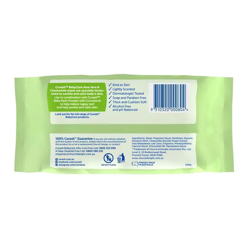 Curash Babycare Aloe Vera & Chamomile Wipes 80 Pack